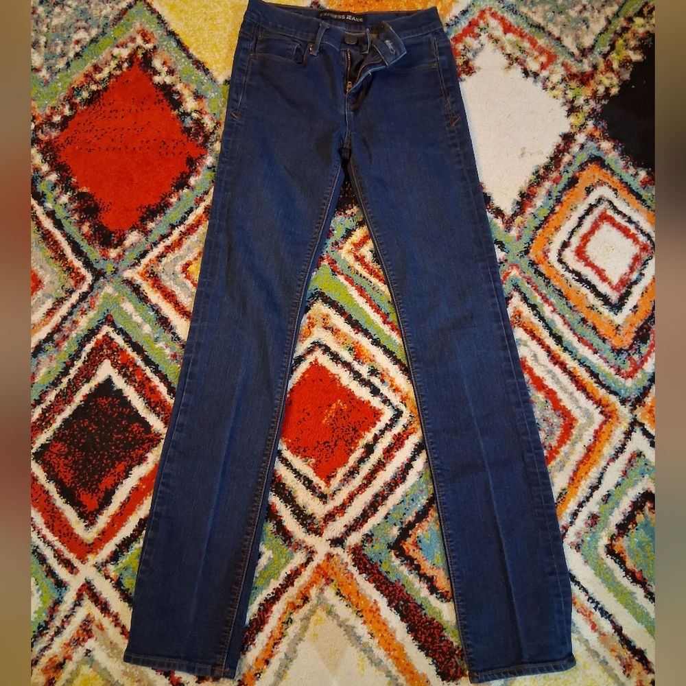 Express Dark Blue Women's Straight Leg Jeans
